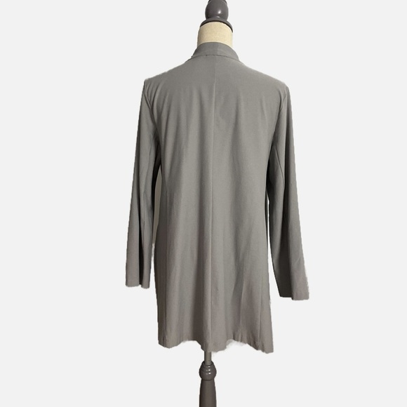 Eileen Fisher Longline Open Blazer Jacket Gray Lightweight Stretch Crepe Large - Picture 5 of 9